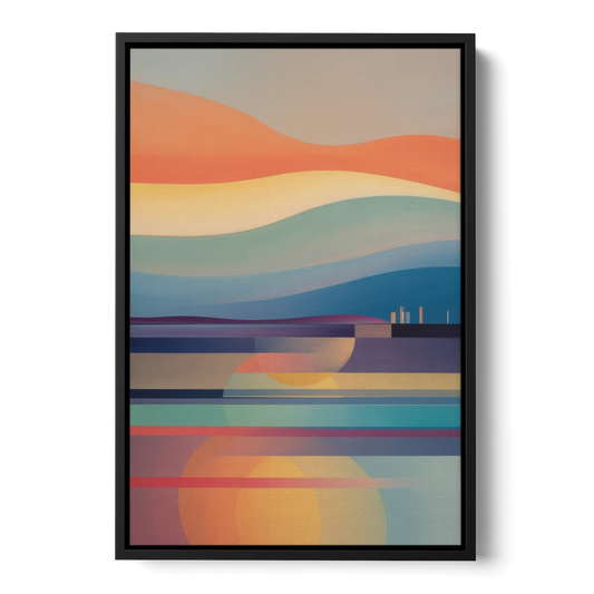 Thermaic Gulf Sunset - Black Framed Canvas Wall Art - Front