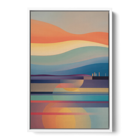 Thermaic Gulf Sunset - White Framed Canvas Wall Art - Front