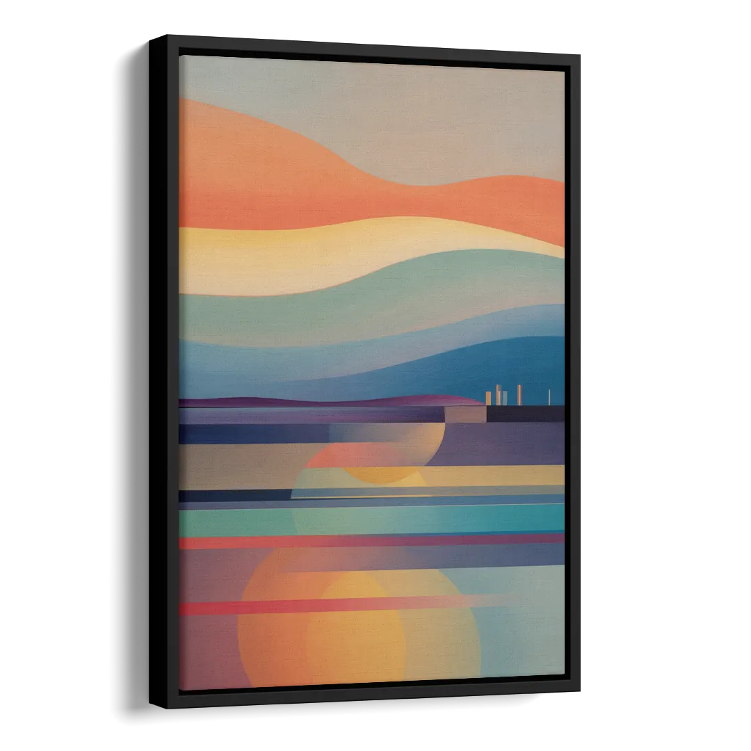 Thermaic Gulf Sunset Side - Black Canvas Wall Art