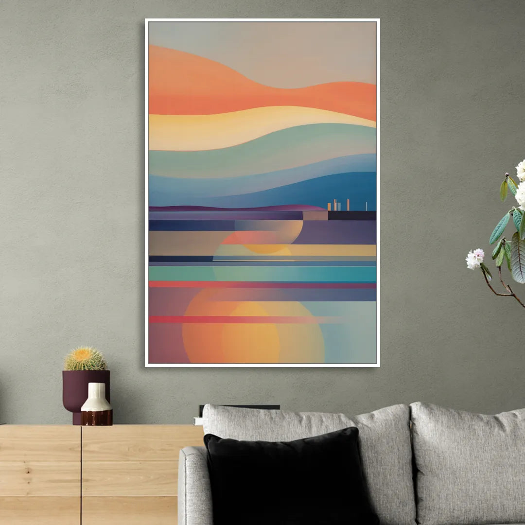 Thermaic Gulf Sunset Sitting Room - White Canvas Wall Art