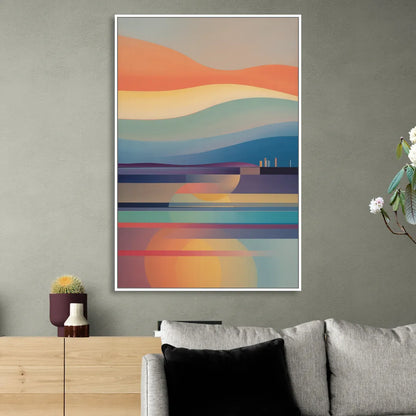 Thermaic Gulf Sunset Sitting Room - White Canvas Wall Art