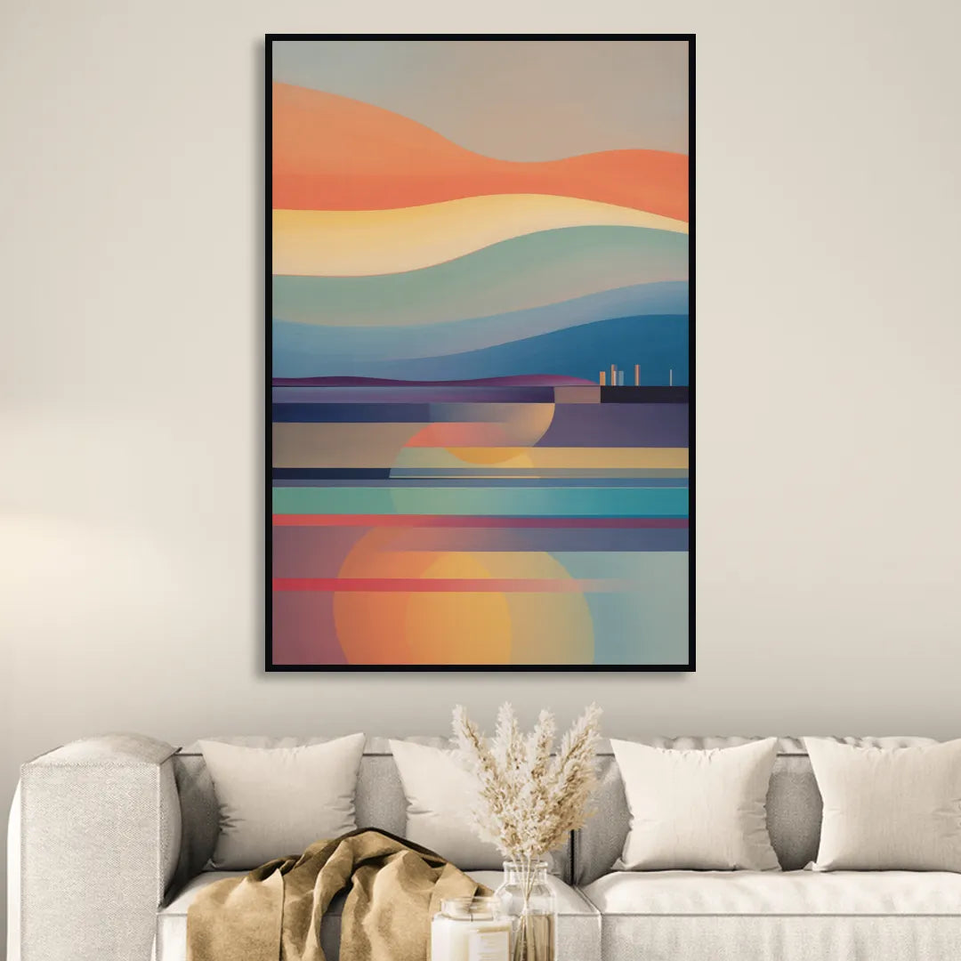 Thermaic Gulf Sunset Living Room - Black Canvas Wall Art