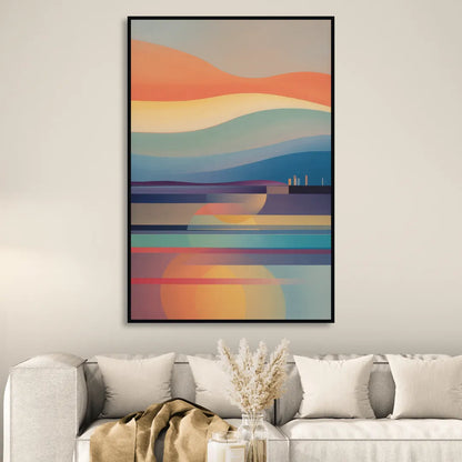 Thermaic Gulf Sunset Living Room - Black Canvas Wall Art
