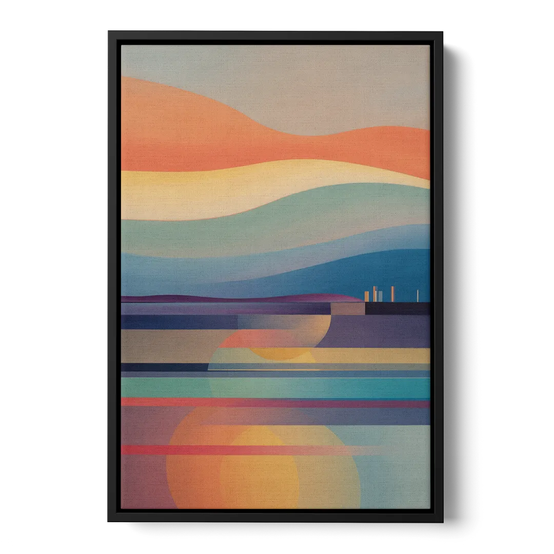 Thermaic Gulf Sunset Front - Black Canvas Wall Art
