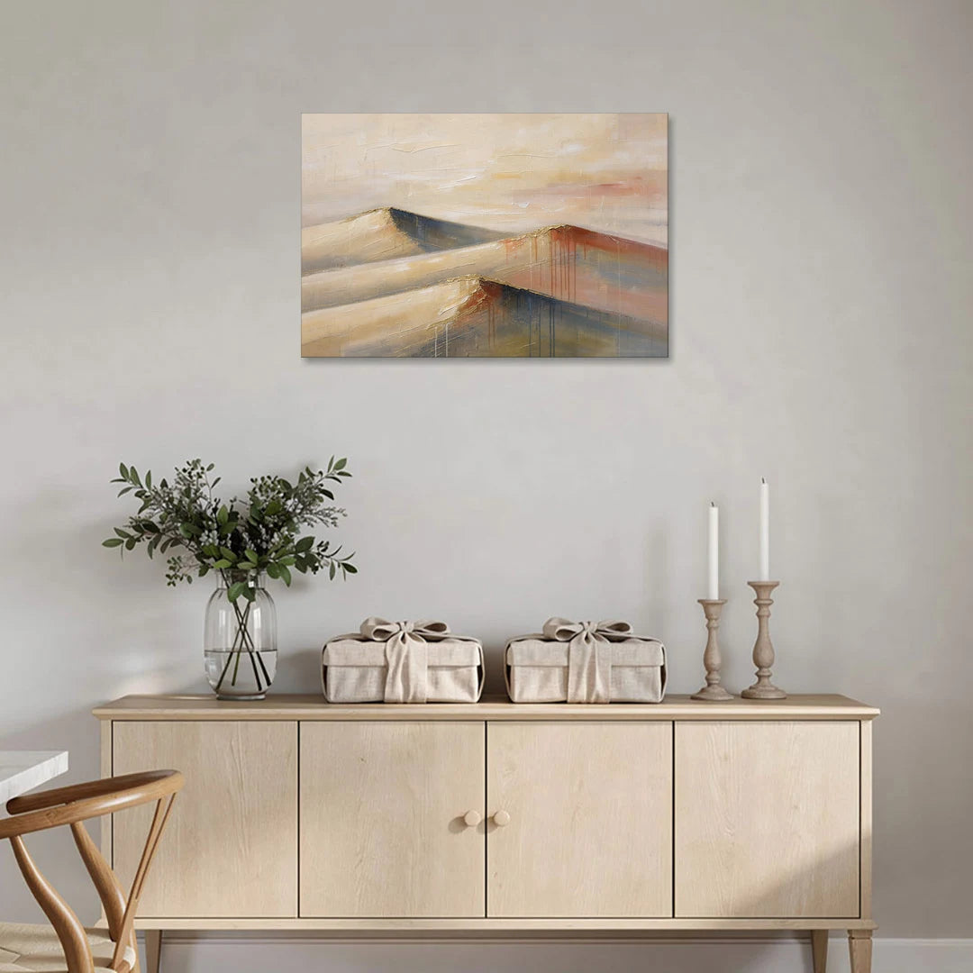 Three Abstract Terracotta Dune Crests - Canvas Wall Art - Coffee Table - 36x24