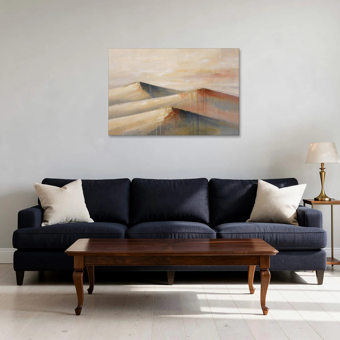 Three Abstract Terracotta Dune Crests - Canvas Wall Art - Sofa - 36x24