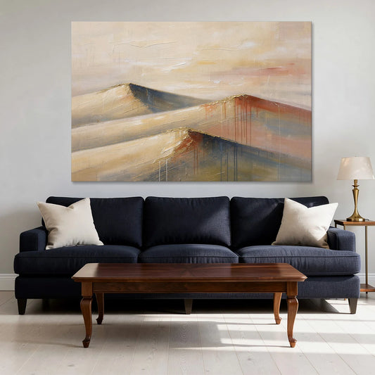 Three Abstract Terracotta Dune Crests - Canvas Wall Art - Sofa - 60x40