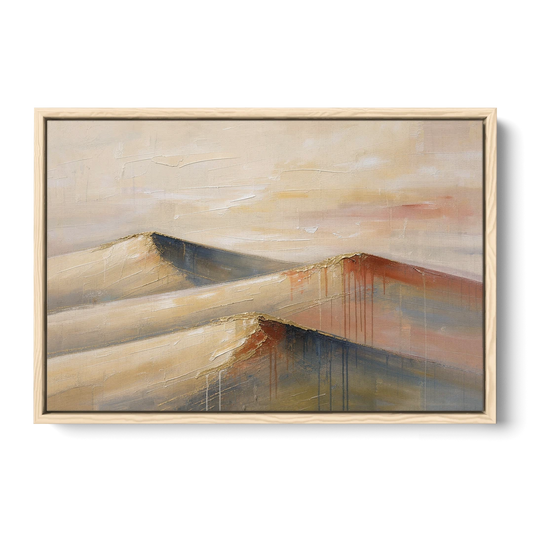 Three Abstract Terracotta Dune Crests - Oak Framed Canvas Wall Art - Front