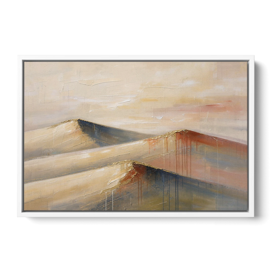 Three Abstract Terracotta Dune Crests - White Framed Canvas Wall Art - Front