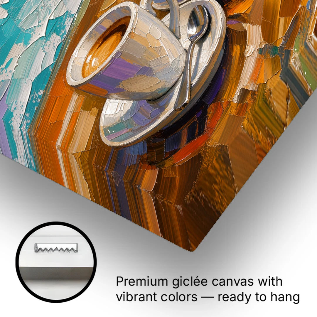 Three Espresso Cups on the Bar - Canvas Wall Art - Gallery Wrap Corner