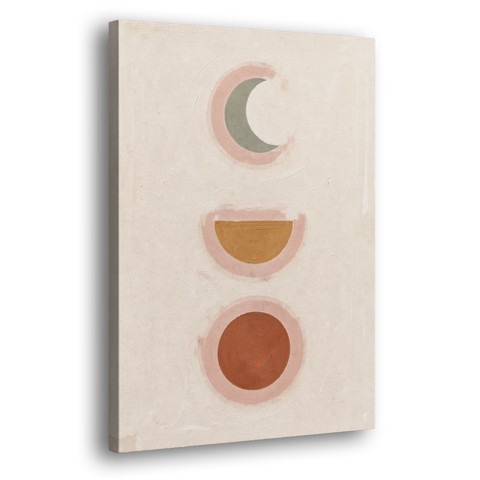 Three Moon Phases Stacked in Earth Tones - Canvas Wall Art - Side