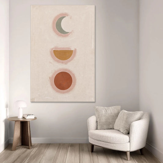 Three Moon Phases Stacked in Earth Tones - Canvas Wall Art - Sofa - 40x60
