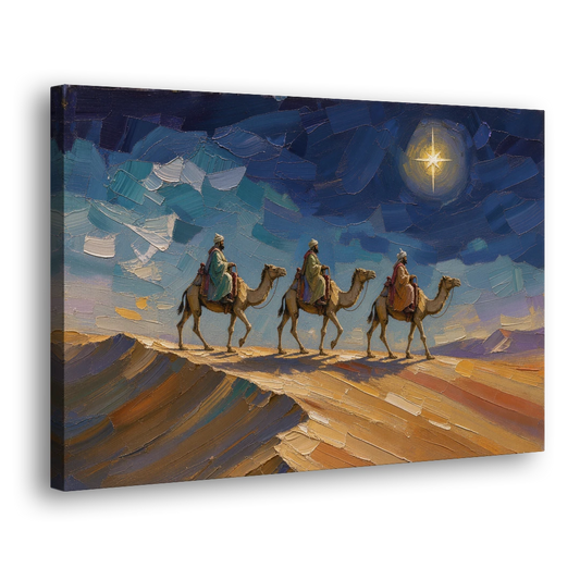 Three Wise Men Painting Along the Dune - Canvas Wall Art - Side