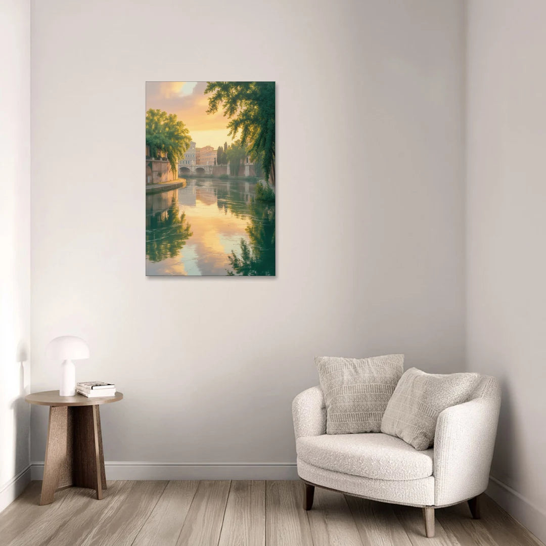 Tiber River Reflections - Canvas Wall Art - Sofa - 24x36