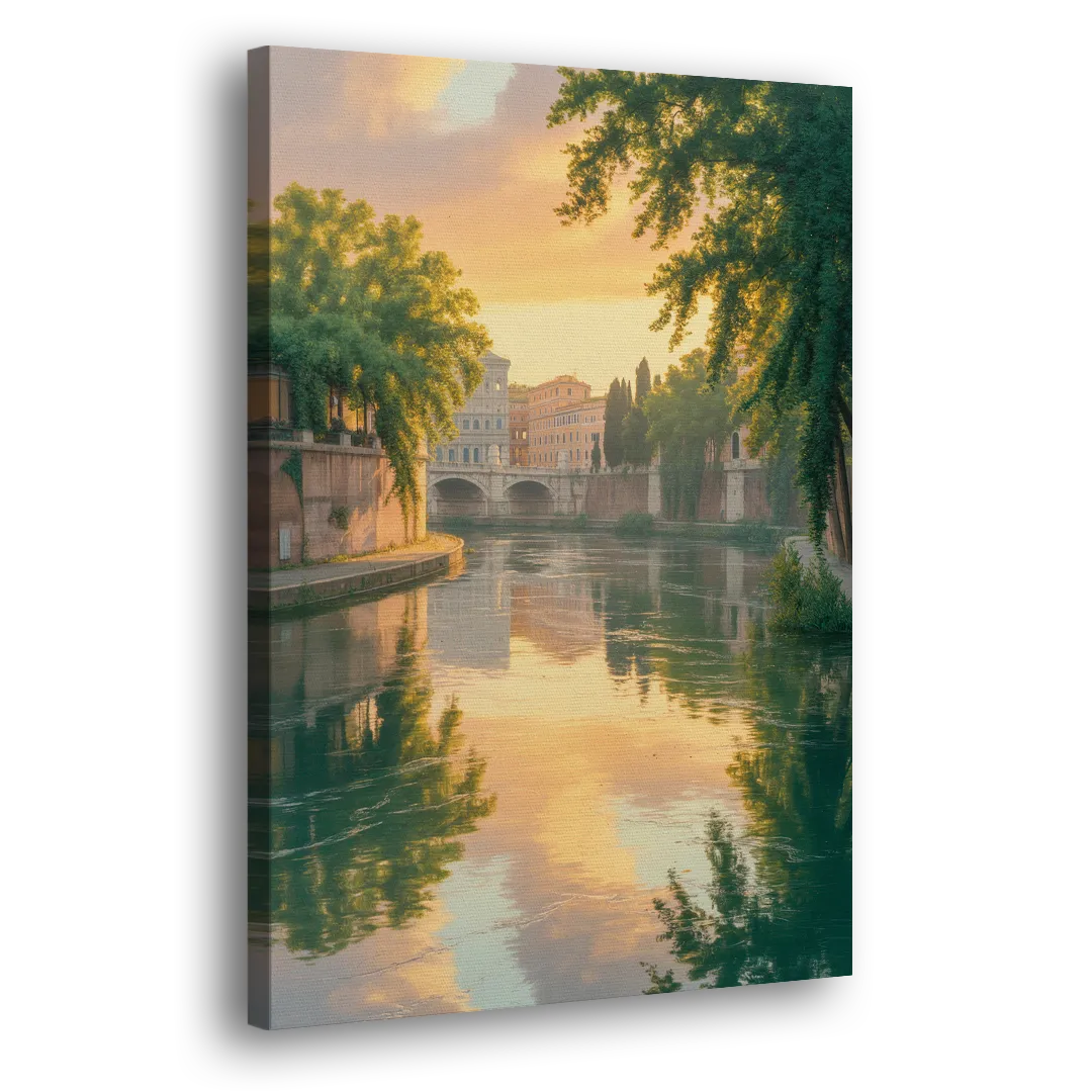 Tiber River Reflections Side - Canvas Wall Art
