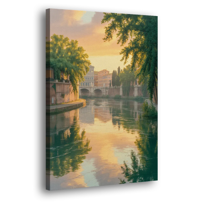 Tiber River Reflections Side - Canvas Wall Art