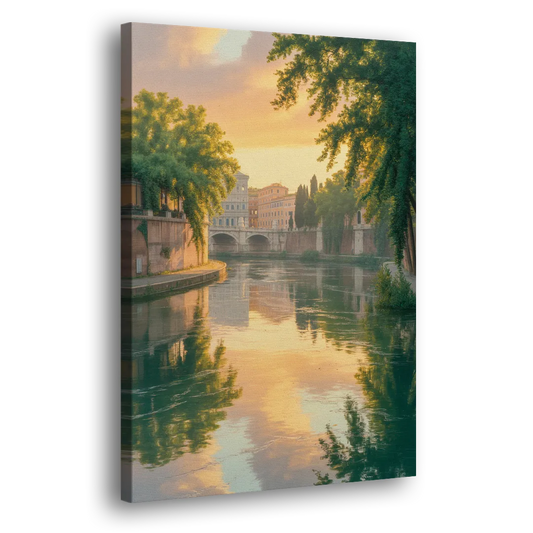 Tiber River Reflections Side - Canvas Wall Art