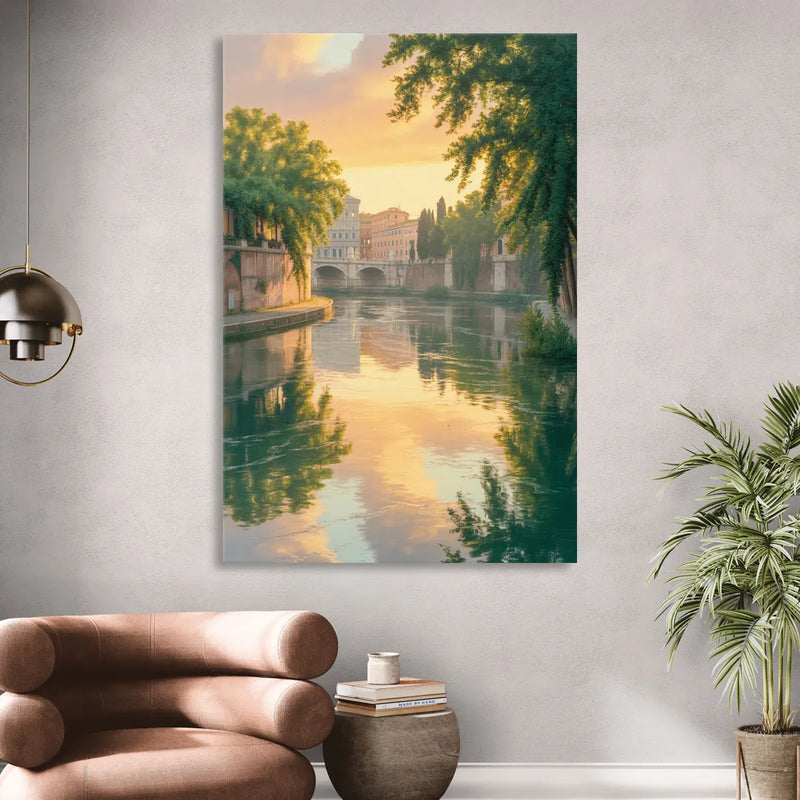 Tiber River Reflections Living Room - Canvas Wall Art