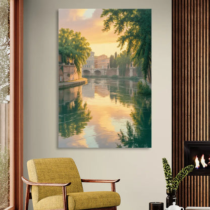 Tiber River Reflections Sitting Room - Canvas Wall Art