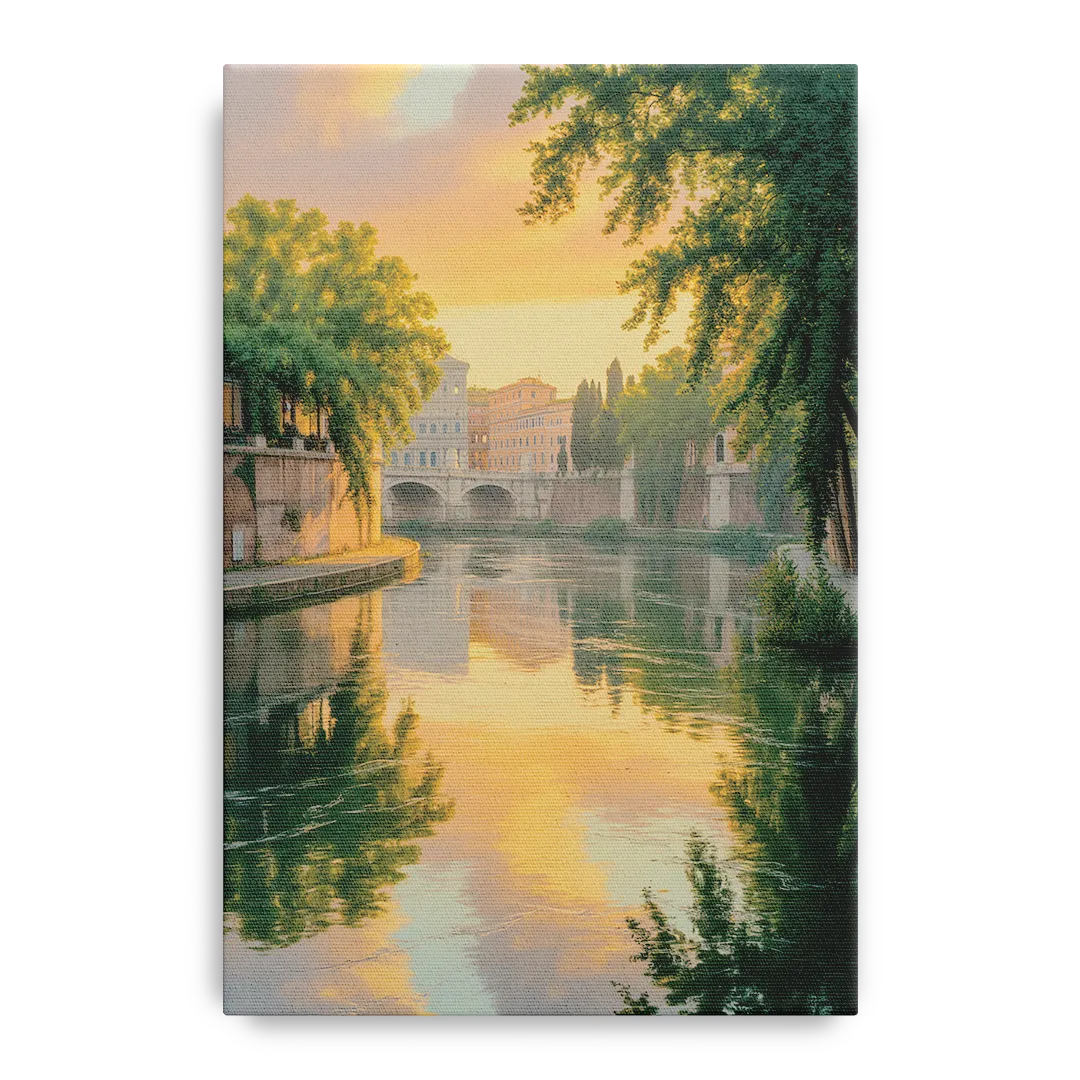 Tiber River Reflections Front - Canvas Wall Art