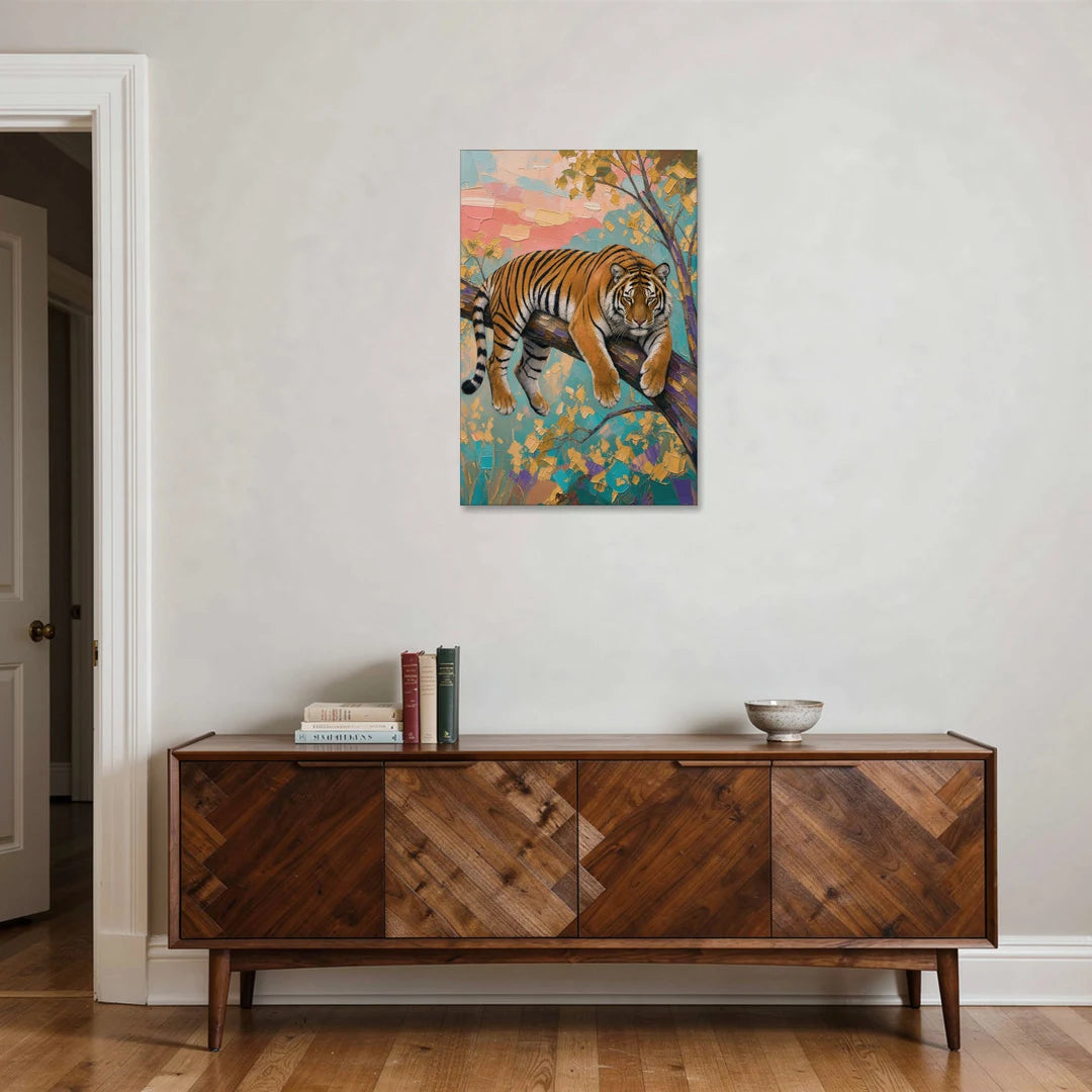 Tiger Draped on a Tree Branch - Canvas Wall Art - Coffee Table - 24x36
