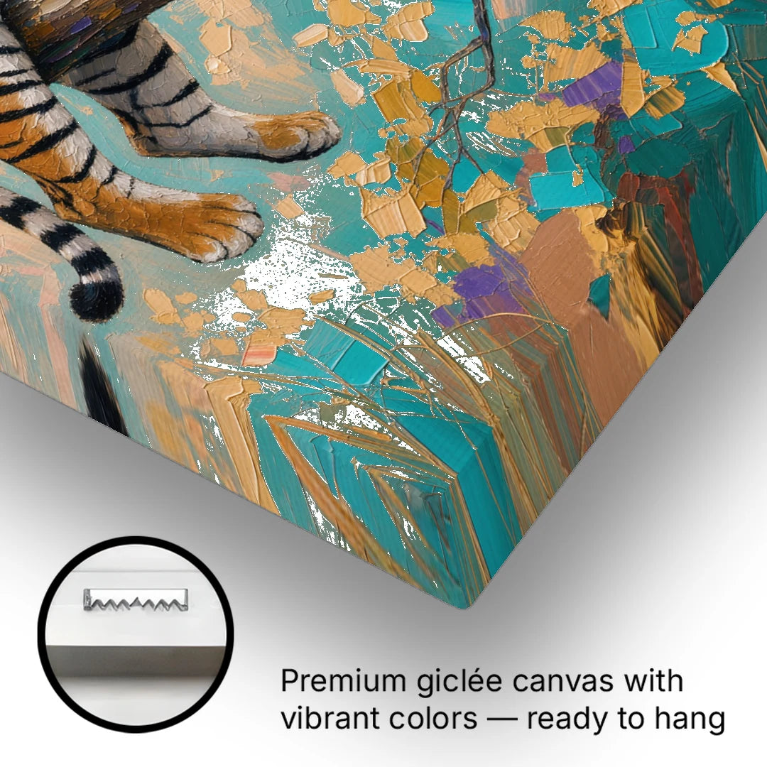 Tiger Draped on a Tree Branch - Canvas Wall Art - Gallery Wrap Corner
