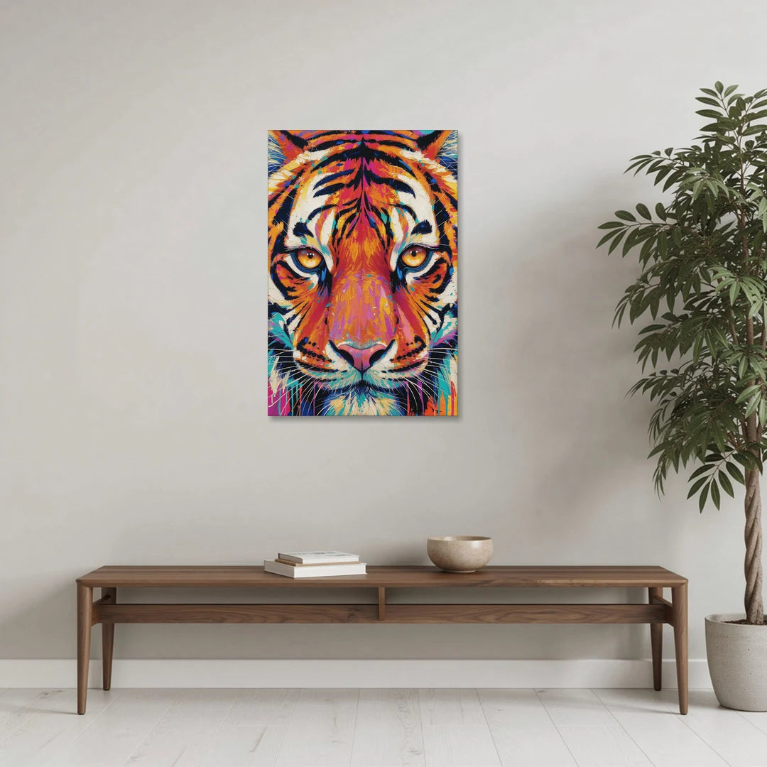 Tiger Eyes Painting in Electric Strokes - Canvas Wall Art - Coffee Table - 24x36