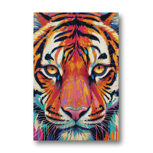 Tiger Eyes Painting in Electric Strokes - Canvas Wall Art - Front