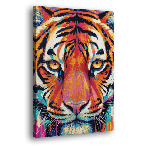 Tiger Eyes Painting in Electric Strokes - Canvas Wall Art