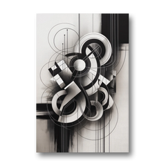 Timeless Geometric Fluidity Black and White Abstract - Canvas Wall Art - Front