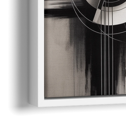 Timeless Geometric Fluidity Black and White Abstract - Close-Up White Frame Canvas