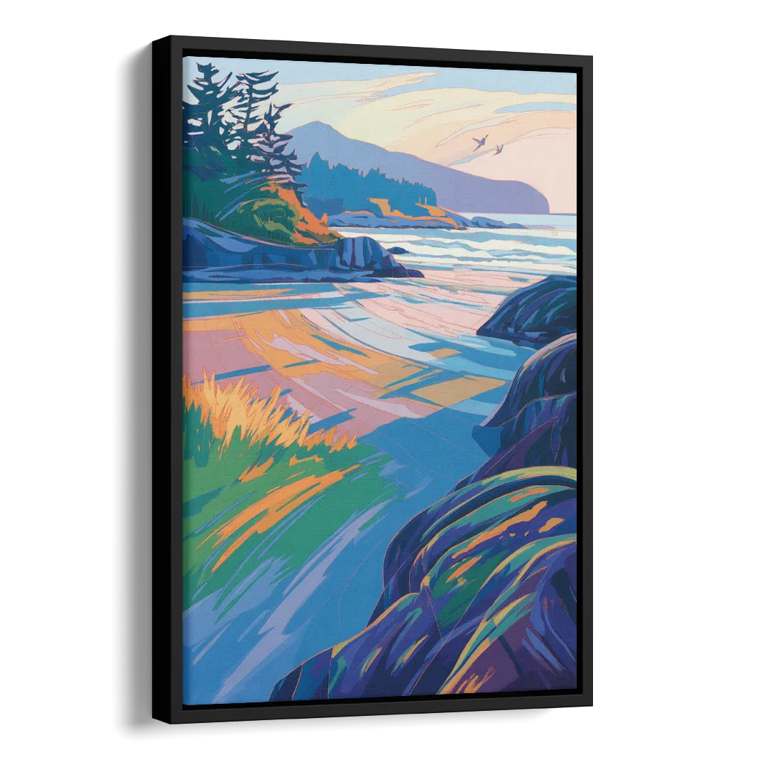 Tofino Coastline Side - Black Canvas Wall Art