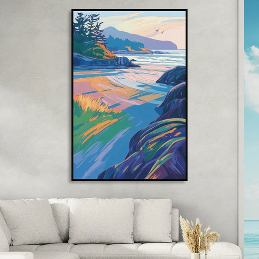 Tofino Coastline Living Room - Black Canvas Wall Art