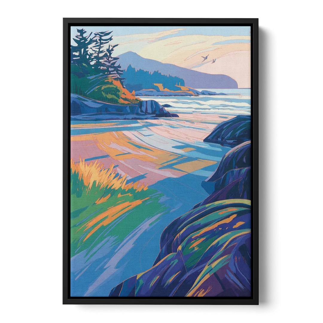 Tofino Coastline Front - Black Canvas Wall Art