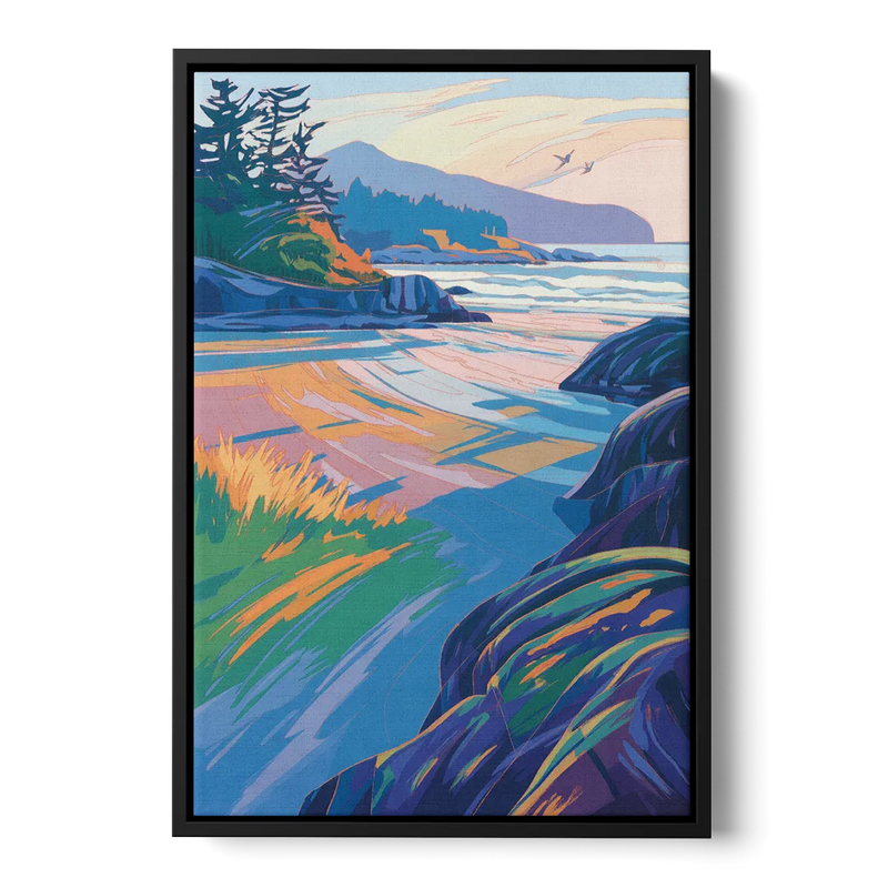 Tofino Coastline Front - Black Canvas Wall Art