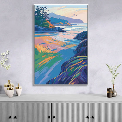 Tofino Coastline Sitting Room - White Canvas Wall Art