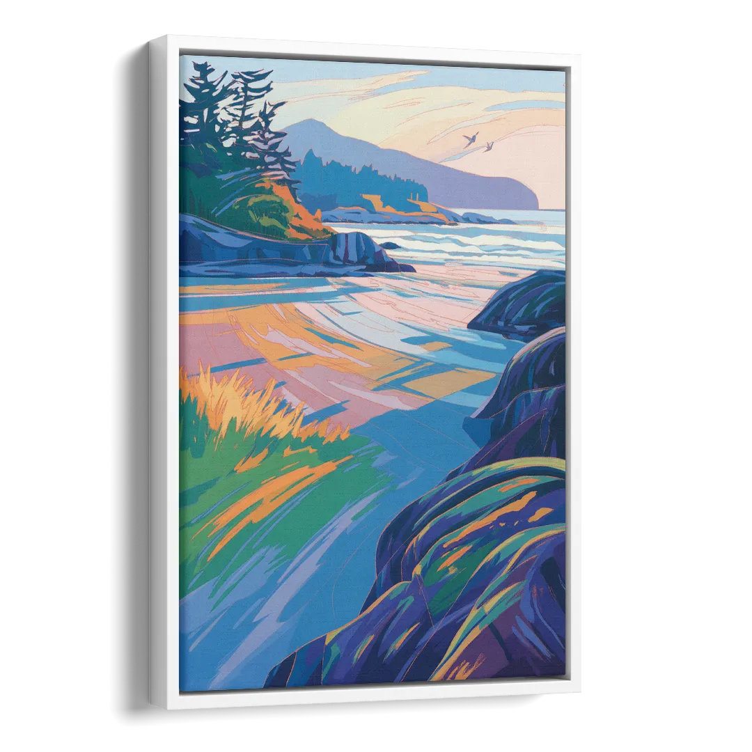 Tofino Coastline Side - White Canvas Wall Art