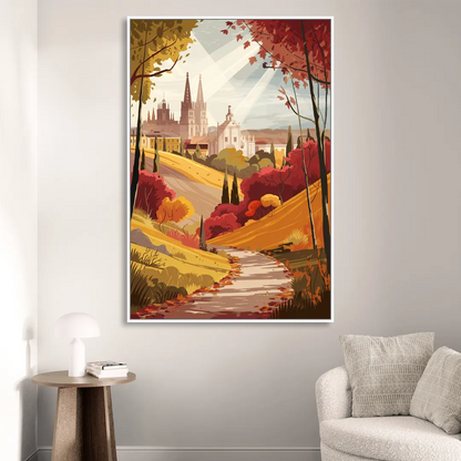 Toledo Autumn Landscape Living Room - White Canvas Wall Art