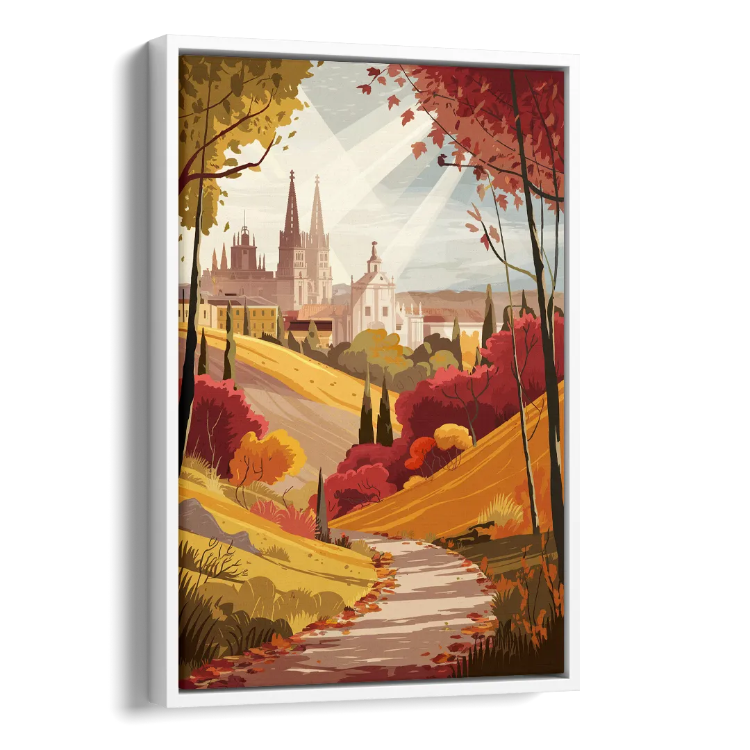Toledo Autumn Landscape Side - White Canvas Wall Art