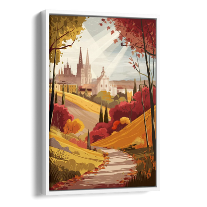 Toledo Autumn Landscape Side - White Canvas Wall Art