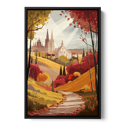 Toledo Autumn Landscape Front - Black Canvas Wall Art