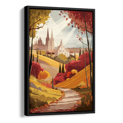 Toledo Autumn Landscape Side - Black Canvas Wall Art