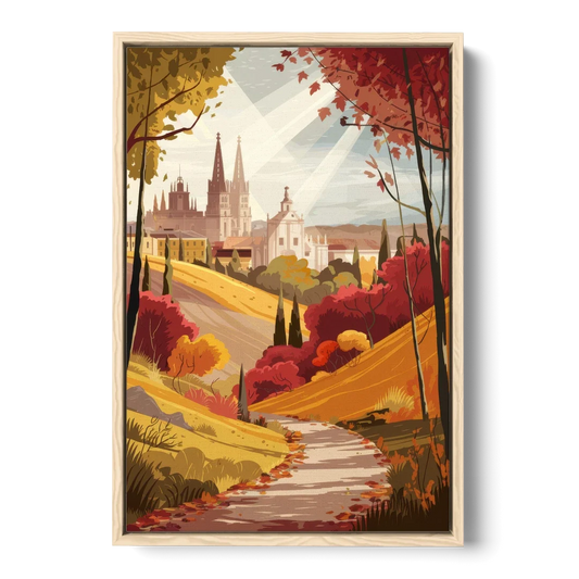 Toledo Autumn Landscape - Oak Framed Canvas Wall Art - Front