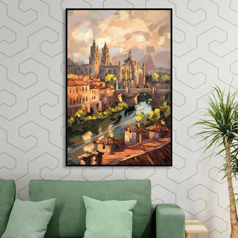 Toledo Historic Downtown Sitting Room - Black Canvas Wall Art
