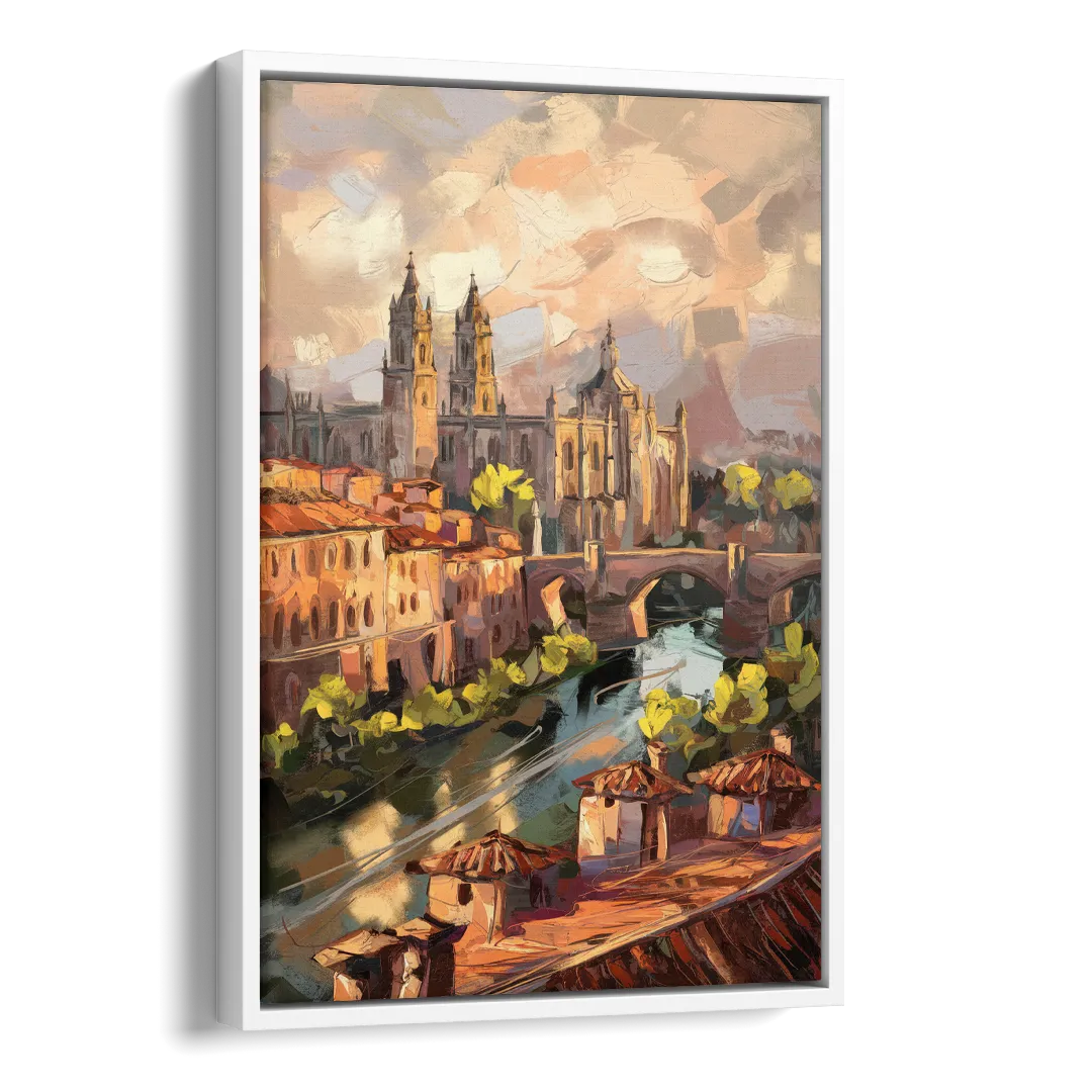 Toledo Historic Downtown Side - White Canvas Wall Art