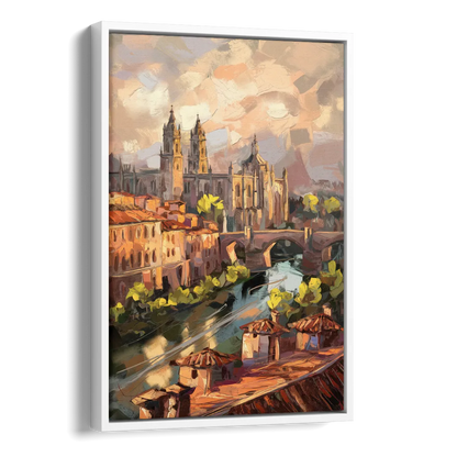 Toledo Historic Downtown Side - White Canvas Wall Art