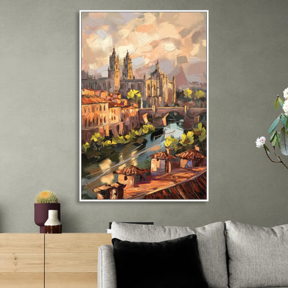 Toledo Historic Downtown Sitting Room - White Canvas Wall Art