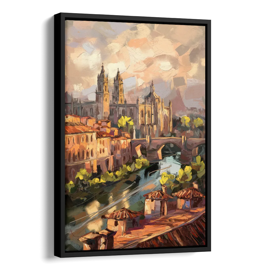 Toledo Historic Downtown Side - Black Canvas Wall Art