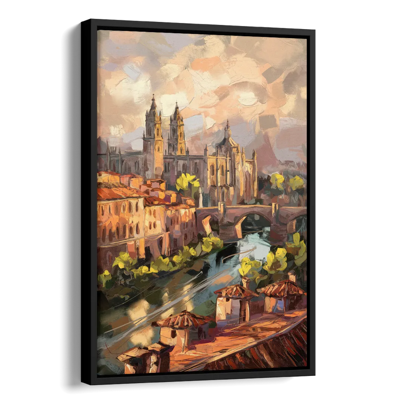 Toledo Historic Downtown Side - Black Canvas Wall Art