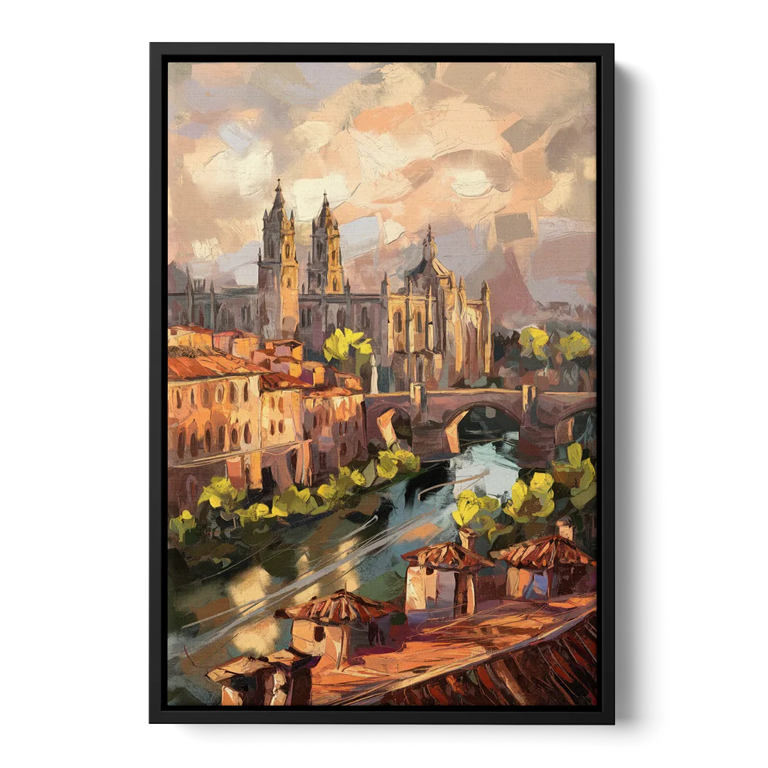 Toledo Historic Downtown Front - Black Canvas Wall Art